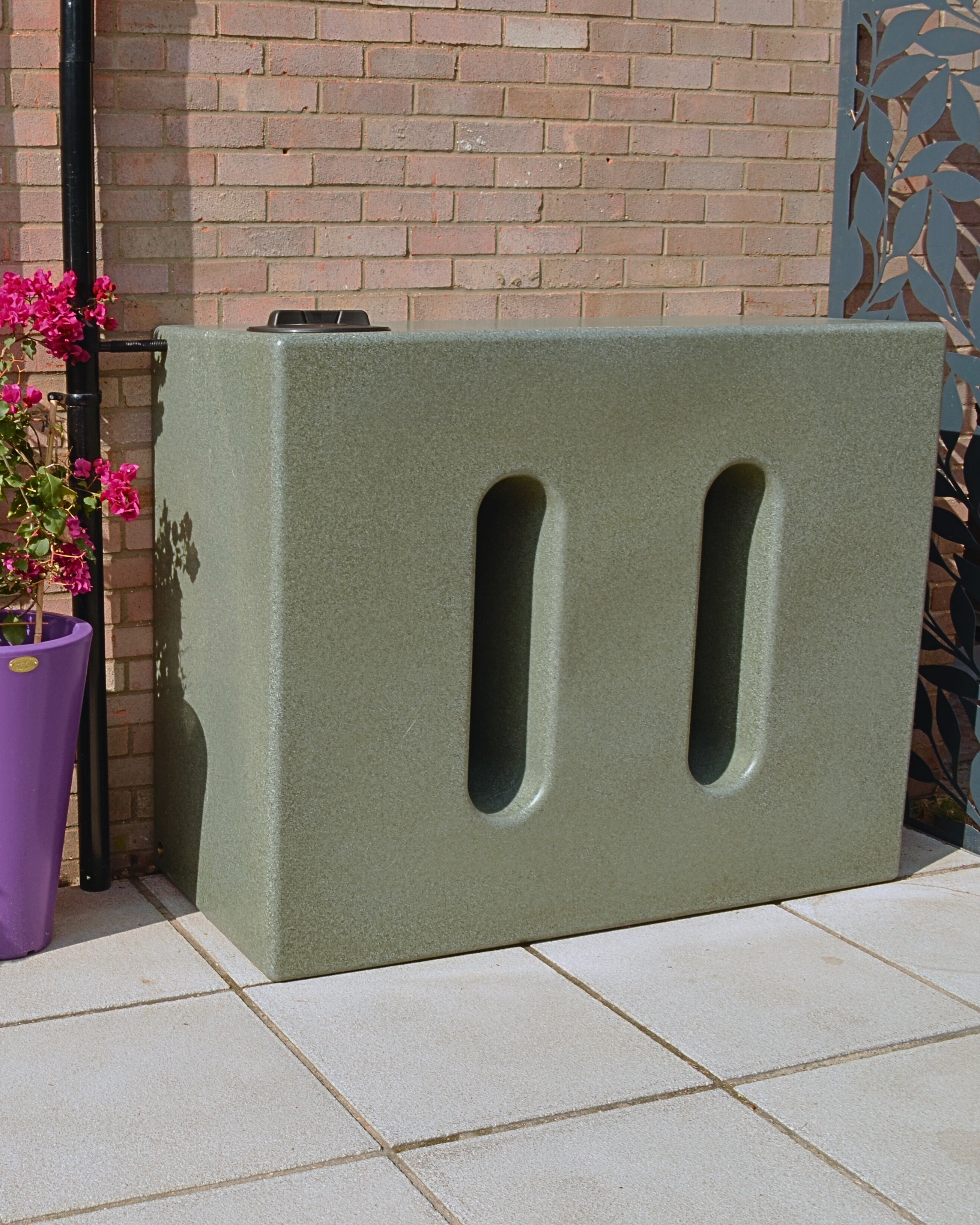 1000 Litre Water Butt V1 - Green Marble - Double Outlet